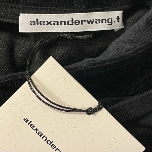 ALEXANDER WANG Stretch Corduroy Cropped Long Sleeve Hoodie in Black - Picture 6 of 7